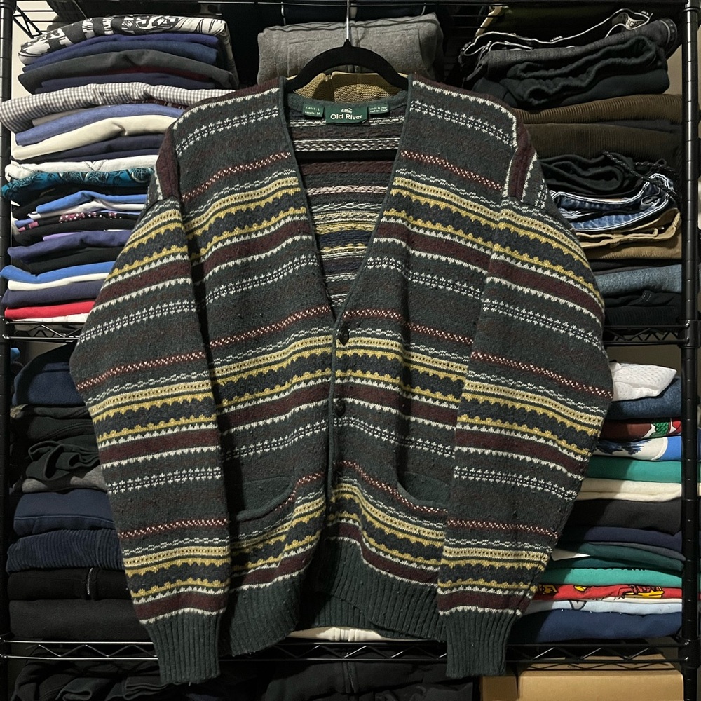 Chaps Men's Striped Cardigan Sweater
